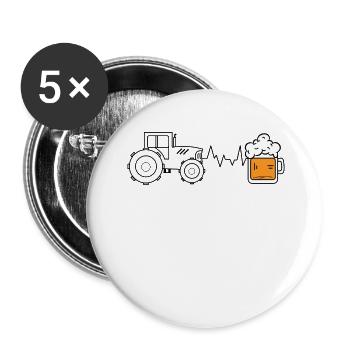 Tracteur de véhicule à moteur Véhicule utilitaire Champ agricole arable - Lot de 5 petits badges (25 mm) - blanc - Devant