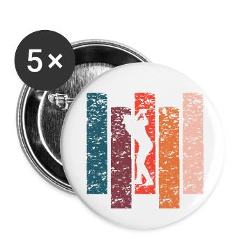 Golf-Geschenk Vintage - Buttons klein 25 mm (5er Pack) - Weiß - Vorne