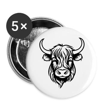 Schottische Highland Kuh - Buttons klein 25 mm (5er Pack) - Weiß - Vorne