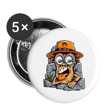 Singe d’art de rue expressif - Lot de 5 petits badges (25 mm) - blanc - Devant