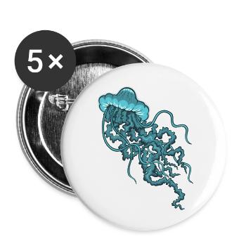 Blaue Qualle - Buttons klein 25 mm (5er Pack) - Weiß - Vorne