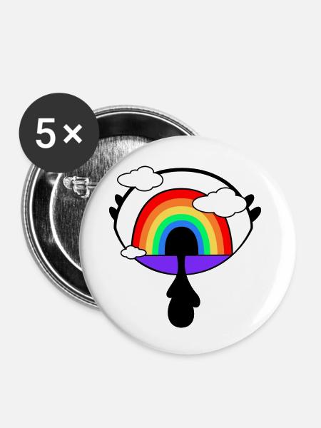 Regenbogenauge - Buttons klein 25 mm (5er Pack) - Weiß
