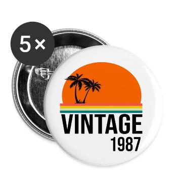 Millésime 1987 - Lot de 5 petits badges (25 mm) - blanc - Devant