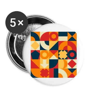 Farbfelder, Bund, Mode, stylisch - Buttons klein 25 mm (5er Pack) - Weiß - Vorne