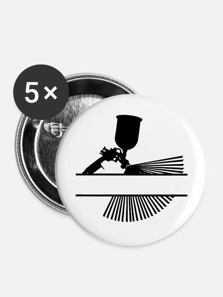 Spray mit Textbanner - Buttons klein 25 mm (5er Pack) - Weiß