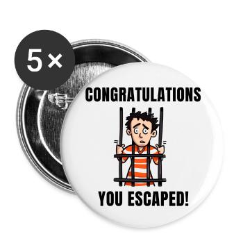 Cadeau amusant pour un collègue qui part - Lot de 5 petits badges (25 mm) - blanc - Devant