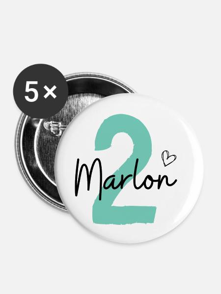 Marlon 2 - Buttons klein 25 mm (5er Pack) - Weiß