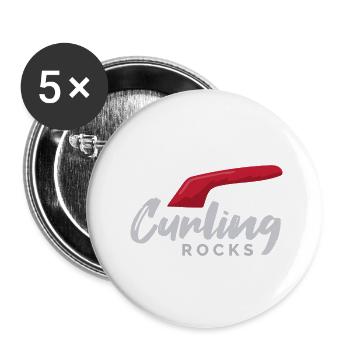 Curling Rocks Curling Stone Winter Sports Gift - Buttons small 1''/25 mm (5-pack) - white - Front