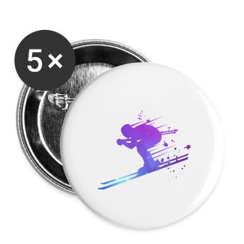 Alpine Skifahren Skifahrerin Racer Double Exposure - Buttons klein 25 mm (5er Pack) - Weiß - Vorne