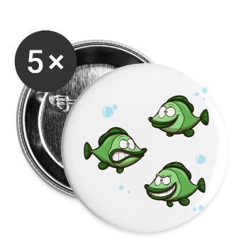 Drôle de poisson avec différentes expressions - Lot de 5 petits badges (25 mm) - blanc - Devant