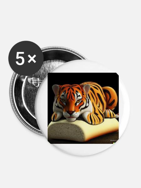 Fühl den Tiger in dir - Buttons klein 25 mm (5er Pack) - Weiß