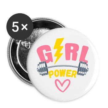 Girl Power Gift Gift Idea Fitness Workout - Lot de 5 petits badges (25 mm) - blanc - Devant