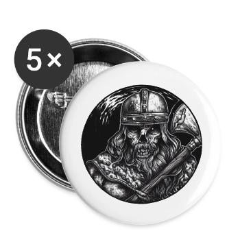 Draug - Viking mort-vivant - Lot de 5 petits badges (25 mm) - blanc - Devant