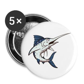 Schwertfisch - Buttons klein 25 mm (5er Pack) - Weiß - Vorne