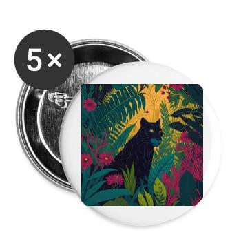 Jungle de la panthère noire - Lot de 5 petits badges (25 mm) - blanc - Devant
