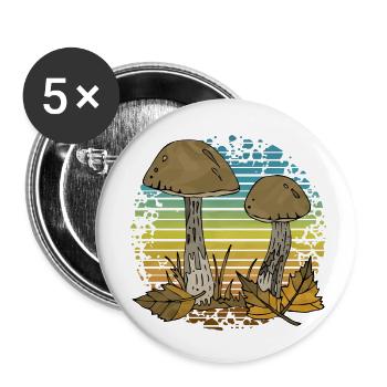 Pilze - Buttons klein 25 mm (5er Pack) - Weiß - Vorne