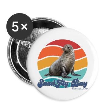 Sandfly Bay Nouvelle-Zélande - Lot de 5 petits badges (25 mm) - blanc - Devant