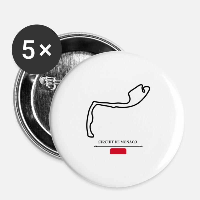 CIRCUIT DE MONACO - Lot de 5 petits badges (25 mm) - blanc