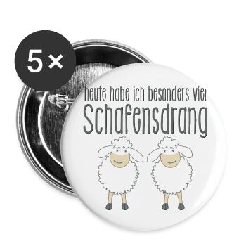 Schafensdrang Wortspiel mit Schaf und schaffen - Buttons klein 25 mm (5er Pack) - Weiß - Vorne