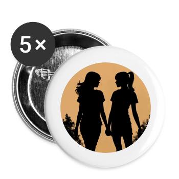 Beste Freundin und Freundinnen für das Leben - Buttons klein 25 mm (5er Pack) - Weiß - Vorne