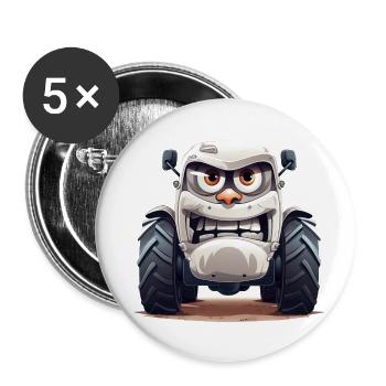 Spaß auf dem Bauernhof mit dem lustigen Traktor - Buttons klein 25 mm (5er Pack) - Weiß - Vorne