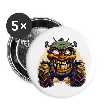 Un tracteur montre ses dents sur la politique agricole de l’UE - Lot de 5 petits badges (25 mm) - blanc - Devant