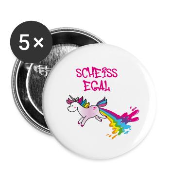 Scheiss egal ,Einhorn,kotzendes einhorn,regenbogen - Buttons klein 25 mm (5er Pack) - Weiß - Vorne