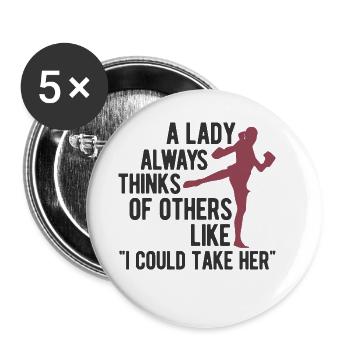Thaiboxen Muay Thai - Buttons klein 25 mm (5er Pack) - Weiß - Vorne