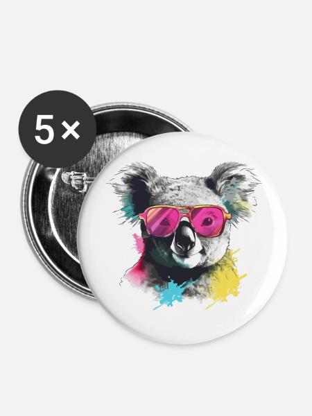 Foo der Koala - Buttons klein 25 mm (5er Pack) - Weiß