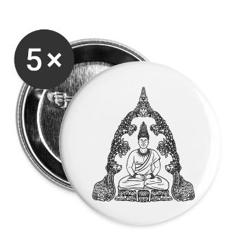 Buddha schwarz - Buttons klein 25 mm (5er Pack) - Weiß - Vorne