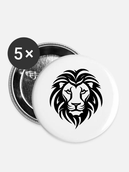 Löwe Löwenkopf Raubtier - Buttons klein 25 mm (5er Pack) - Weiß