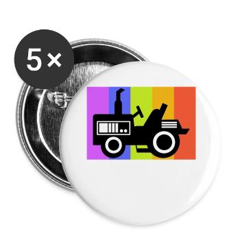 Tracteur Véhicule à moteur Agriculteur biologique Véhicule agricole arable - Lot de 5 petits badges (25 mm) - blanc - Devant