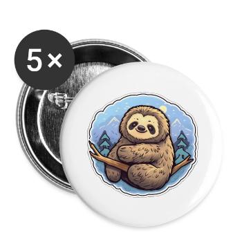 Faultier-Entspannung - Buttons klein 25 mm (5er Pack) - Weiß - Vorne