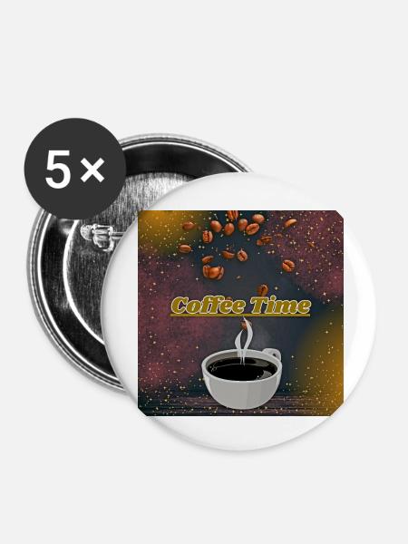 Coffe time - Buttons klein 25 mm (5er Pack) - Weiß