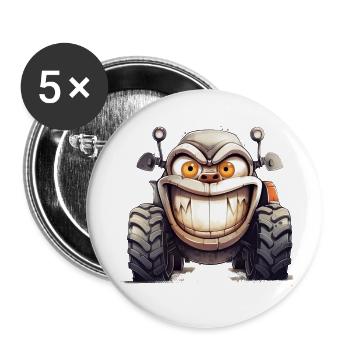 Traktor zeigt seinen Zorn - Buttons klein 25 mm (5er Pack) - Weiß - Vorne