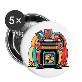 Juke box des années 70 n°4 - Lot de 5 petits badges (25 mm) - blanc - Devant
