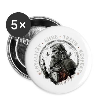 Wikinger Grundsätze, Vintage Norse Viking - Buttons klein 25 mm (5er Pack) - Weiß - Vorne