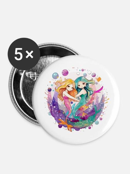 Nixen - Buttons klein 25 mm (5er Pack) - Weiß