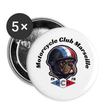 French Motor Bully - Buttons klein 25 mm (5er Pack) - Weiß - Vorne