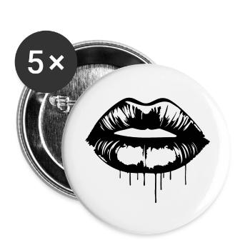 Lips, mouth, kissing lips - Buttons small 1''/25 mm (5-pack) - white - Front