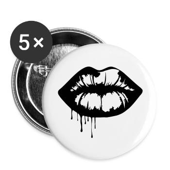 Lips, mouth, kissing lips - Buttons small 1''/25 mm (5-pack) - white - Front