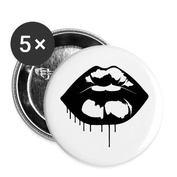 Lips, mouth, kissing lips - Buttons small 1''/25 mm (5-pack) - white - Front