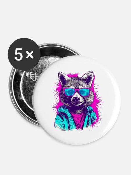 80er - Buttons klein 25 mm (5er Pack) - Weiß