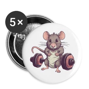 Rat de gymnastique - Lot de 5 petits badges (25 mm) - blanc - Devant