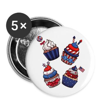 Cupcakes am 4. Juli - Buttons klein 25 mm (5er Pack) - Weiß - Vorne