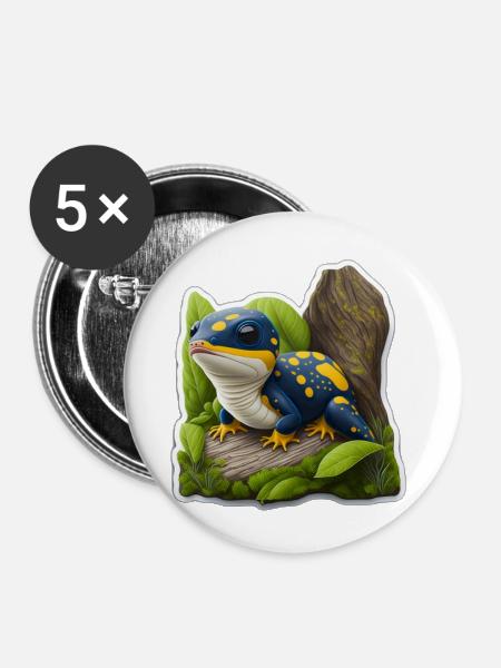 Kleiner Salamander - Buttons klein 25 mm (5er Pack) - Weiß