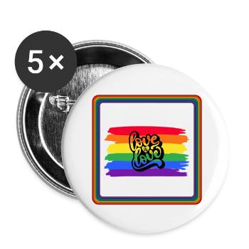 LGBT Pride love is love - Buttons klein 25 mm (5er Pack) - Weiß - Vorne