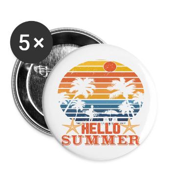 Hello Summer - Buttons klein 25 mm (5er Pack) - Weiß - Vorne