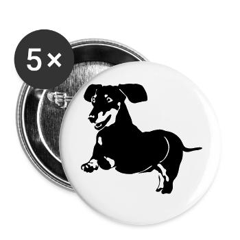 Dachshund - Buttons small 1''/25 mm (5-pack) - white - Front