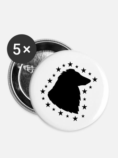 Collie - Buttons klein 25 mm (5er Pack) - Weiß
